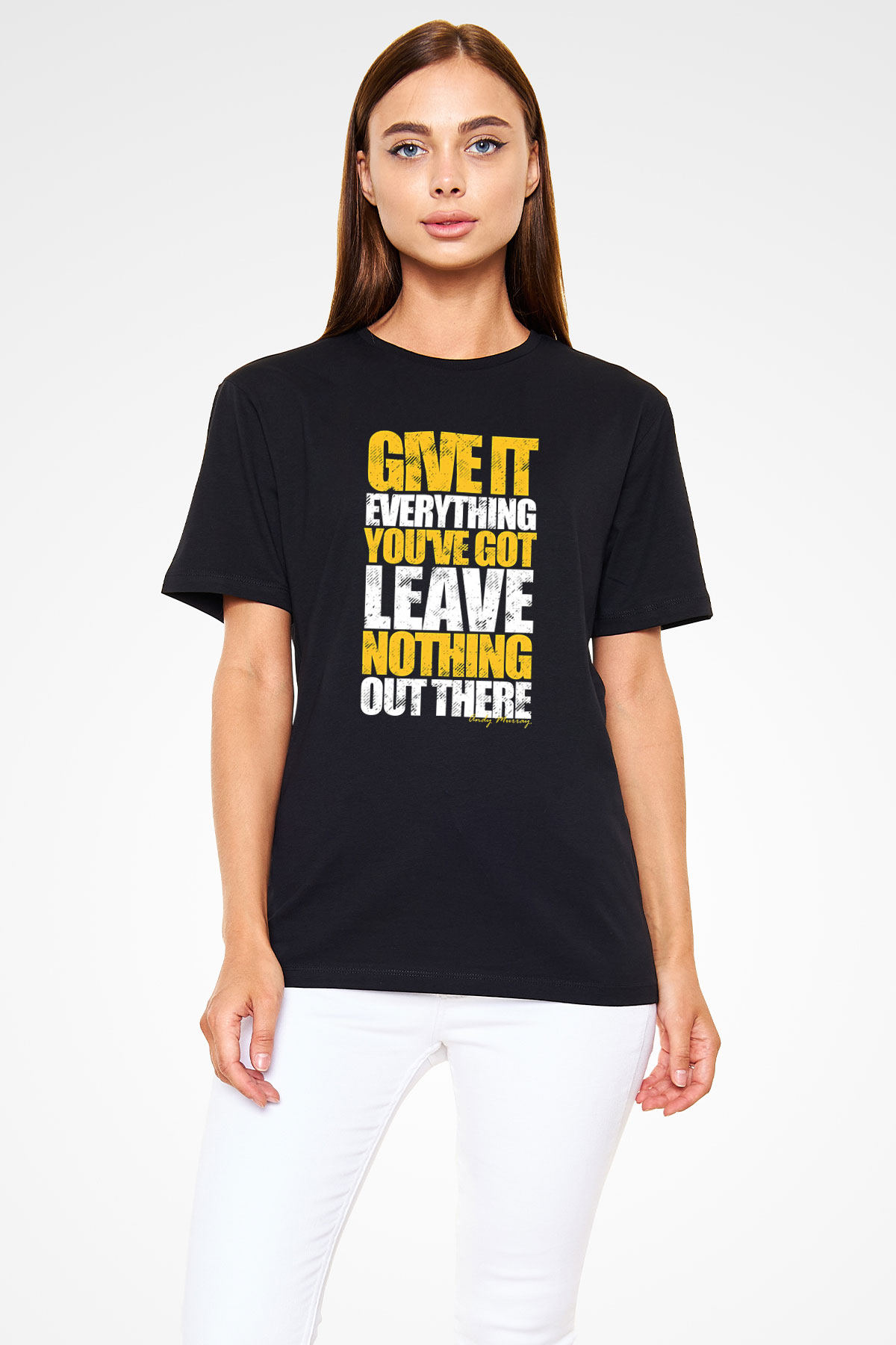 Andy Murray Baskılı Unisex Siyah Tişört - Tshirt
