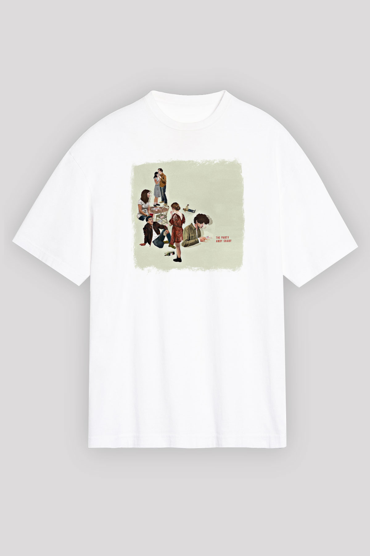 Andy Shauf Baskılı Unisex Beyaz Oversize Tişört