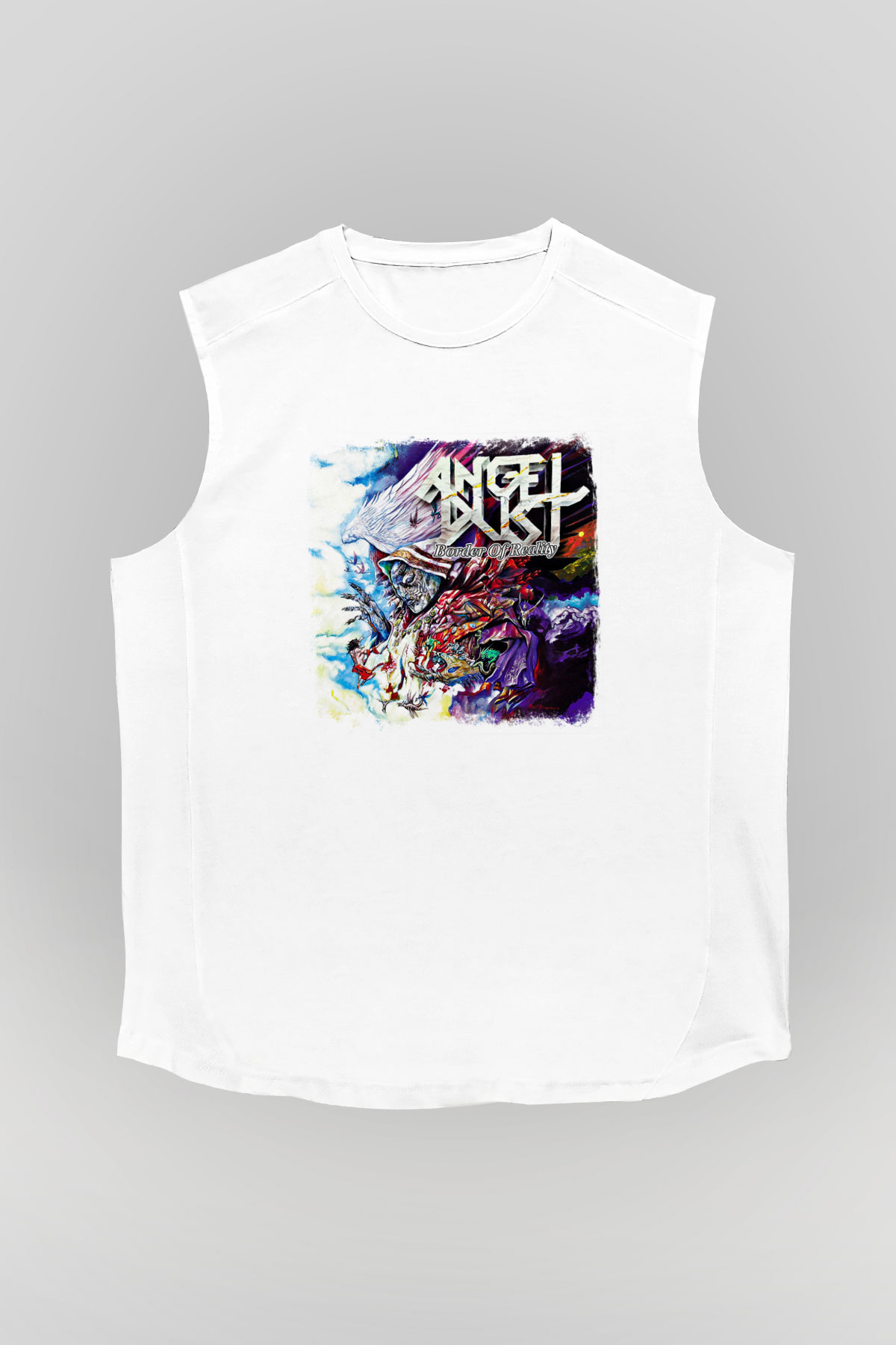 Angel Dust Baskılı Unisex Beyaz Kolsuz Tişört
