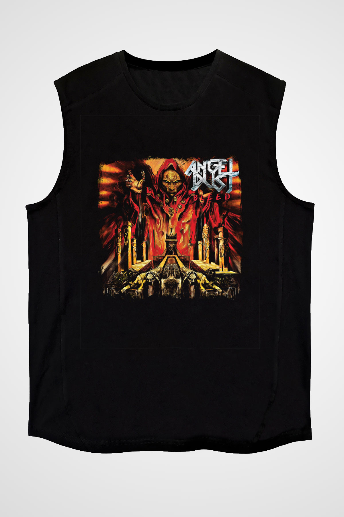 Angel Dust Baskılı Unisex Siyah Kolsuz Tişört