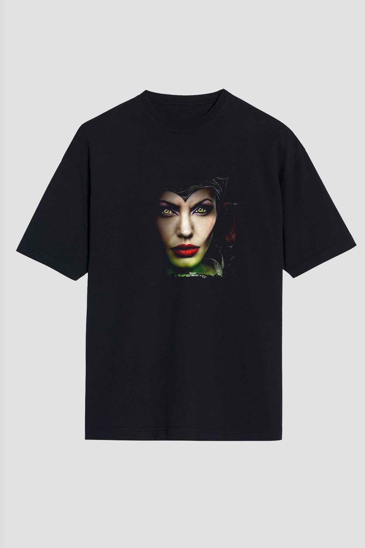 Angelina Jolie Baskılı Unisex Siyah Oversize Tişört