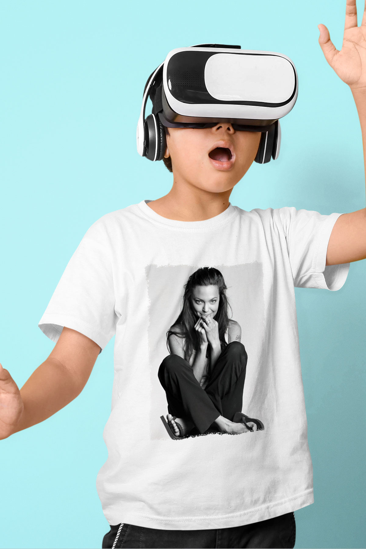 Angelina Jolie Beyaz Unisex Çocuk Tişört