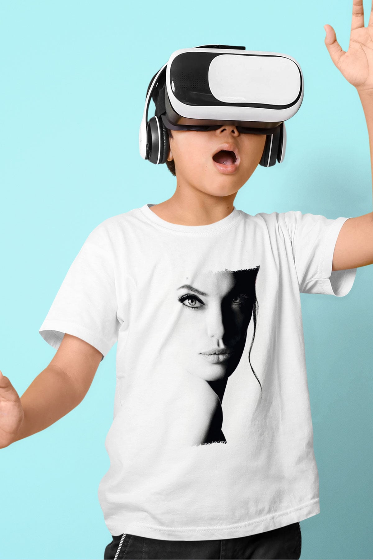 Angelina Jolie Beyaz Unisex Çocuk Tişört