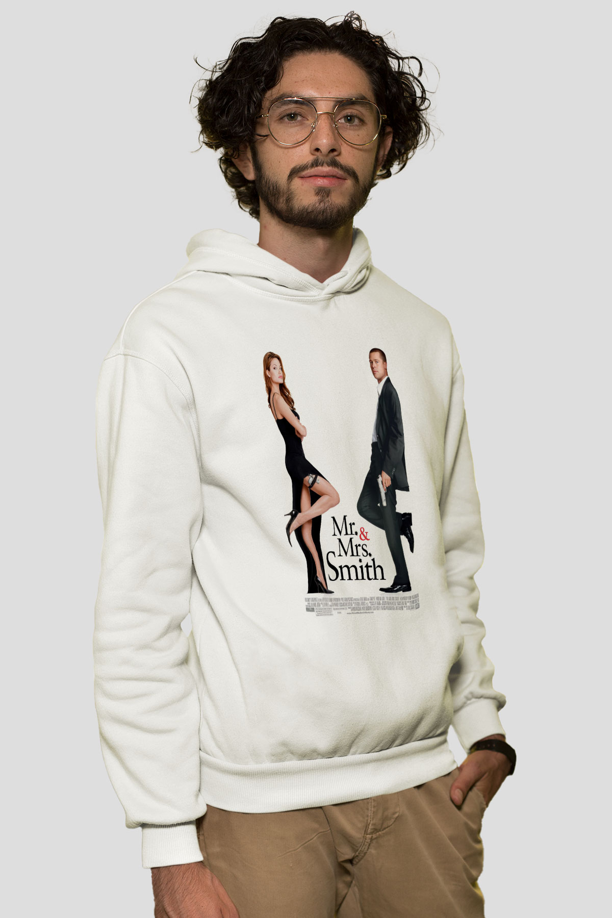 Angelina Jolie Beyaz Unisex Kapüşonlu Sweatshirt