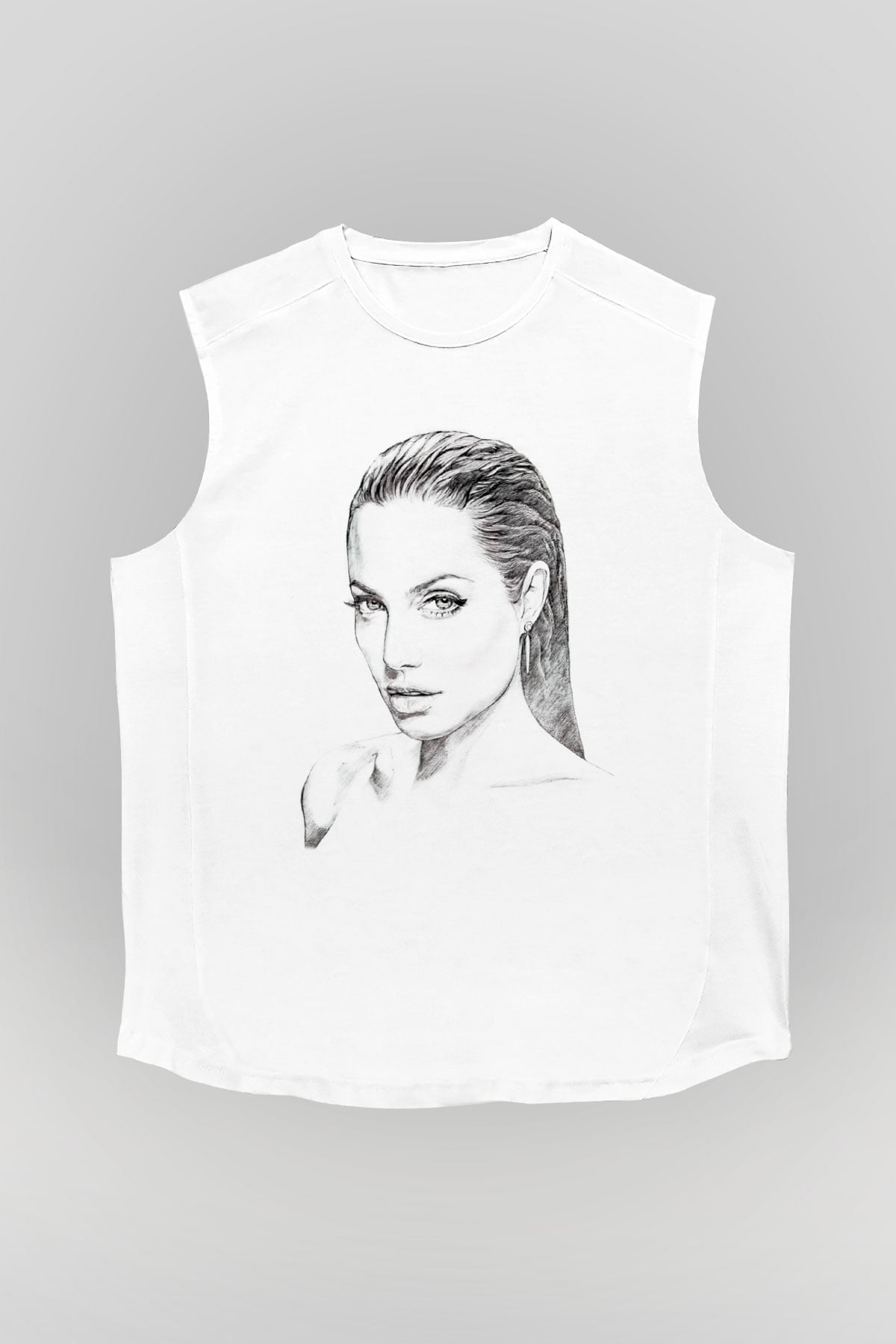 Angelina Jolie Beyaz Unisex Kolsuz Tişört