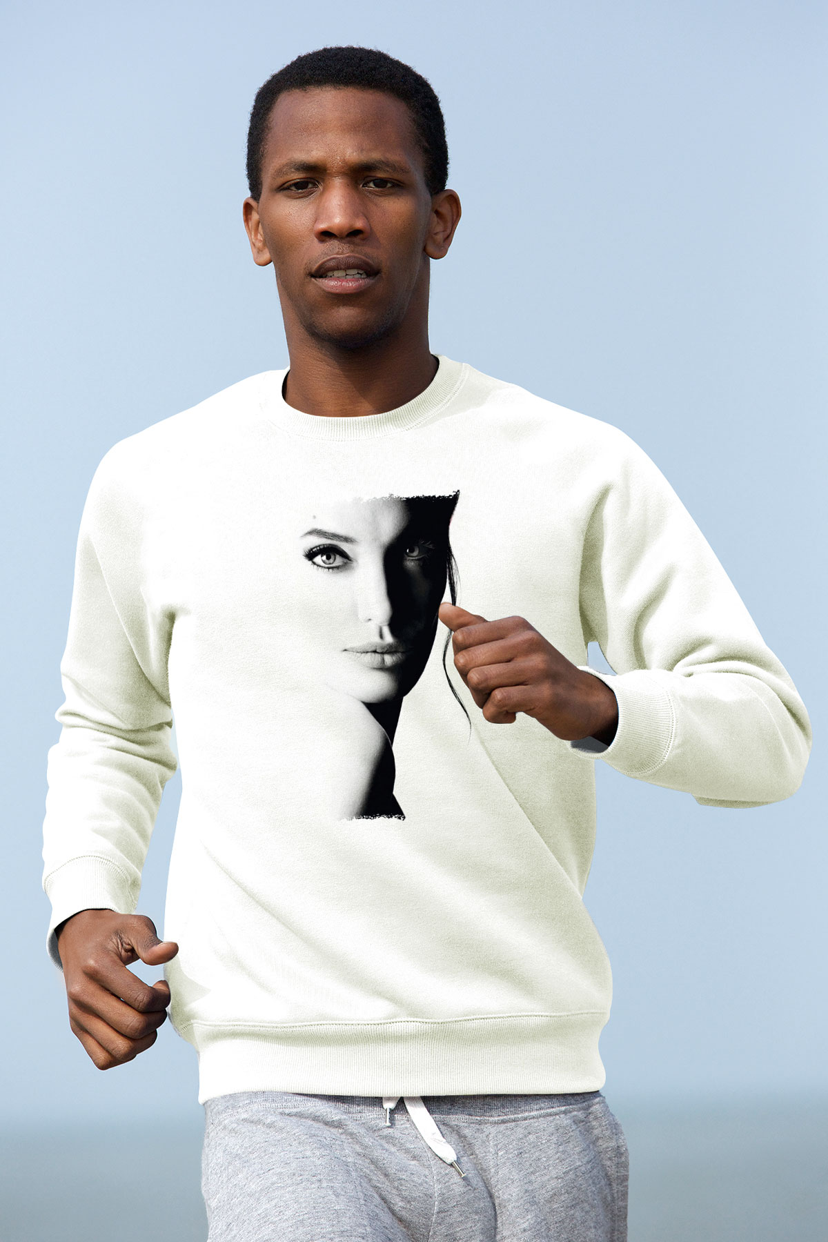 Angelina Jolie Beyaz Unisex Sweatshirt
