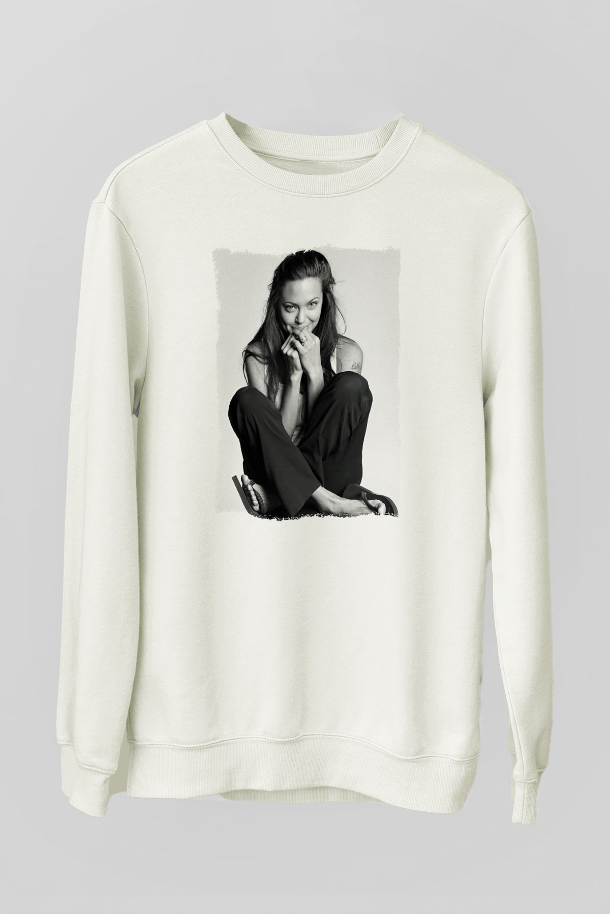Angelina Jolie Beyaz Unisex Sweatshirt