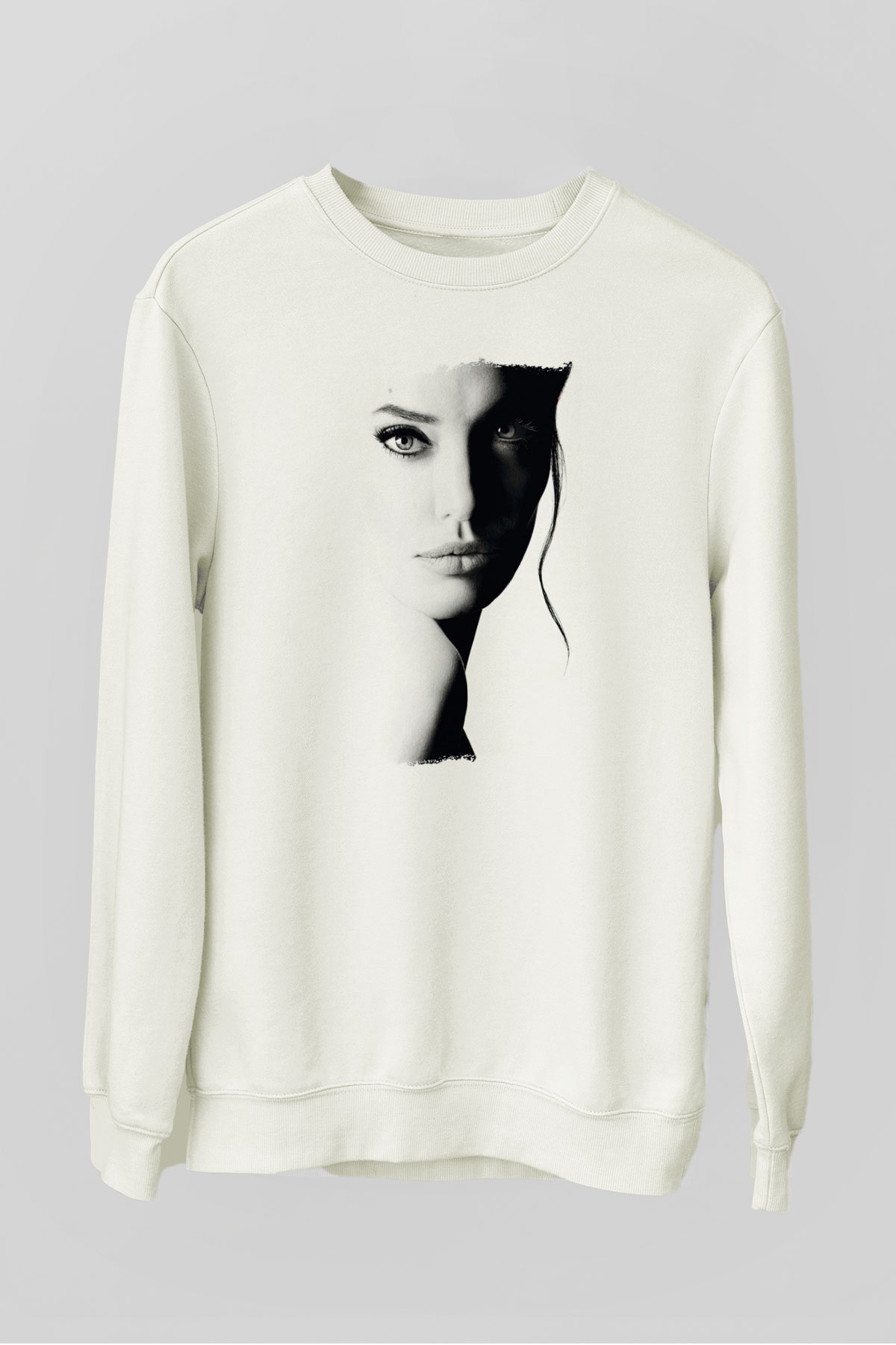Angelina Jolie Beyaz Unisex Sweatshirt