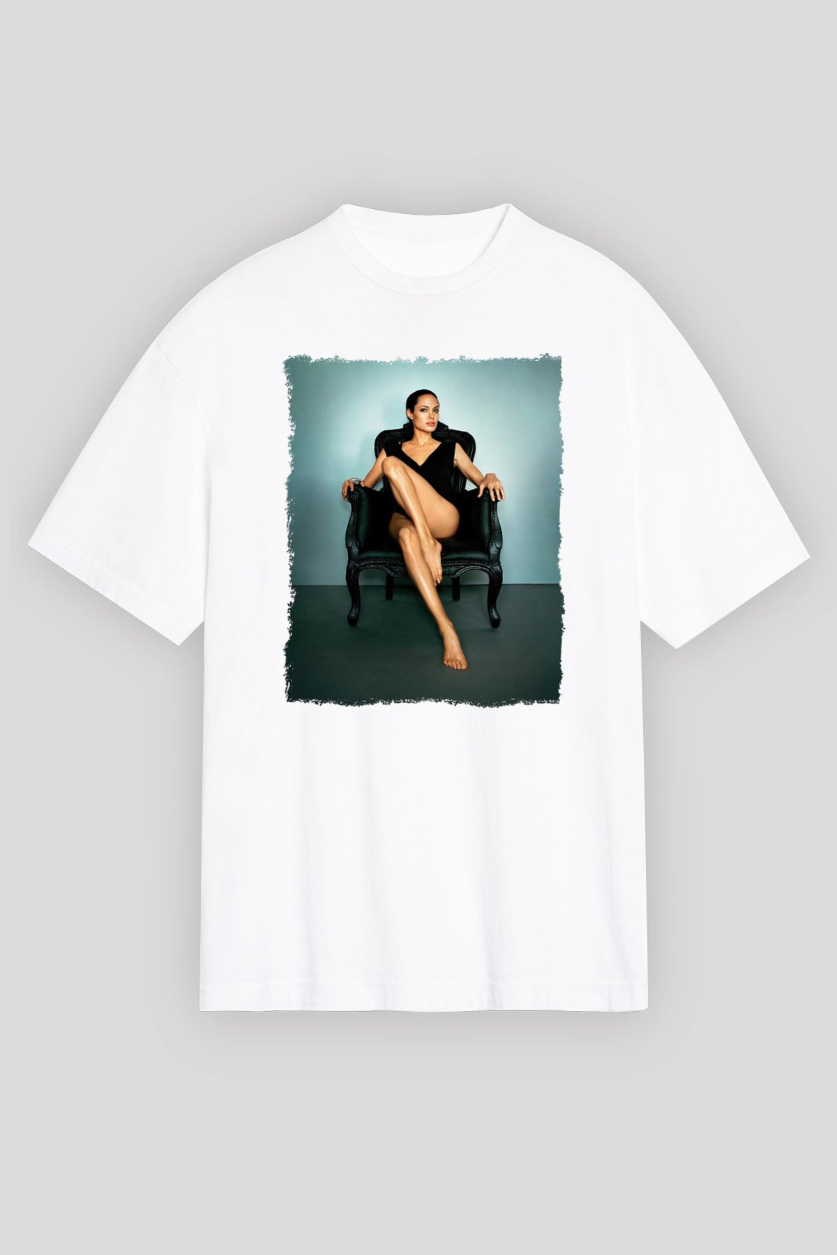 Angelina Jolie Beyaz Oversize Tişört Oversize T-shirt - TişörtFabrikası
