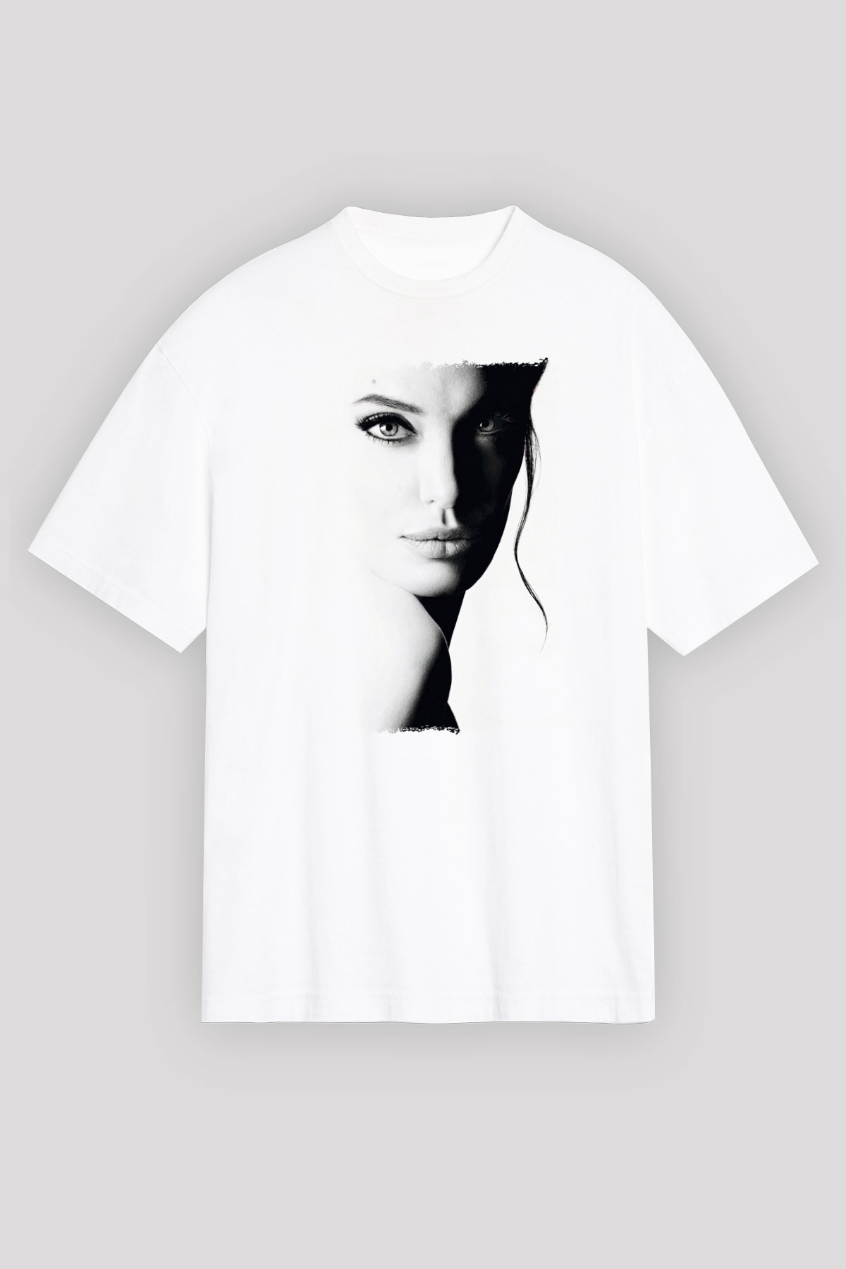 Angelina Jolie Beyaz Oversize Tişört Oversize T-shirt - TişörtFabrikası