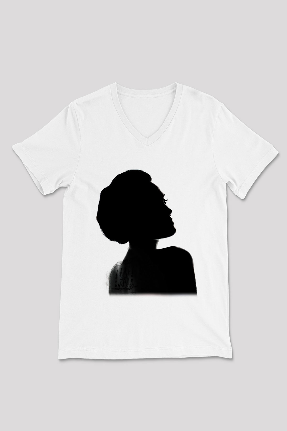Angelina Jolie Beyaz Unisex V Yaka Tişört T-Shirt