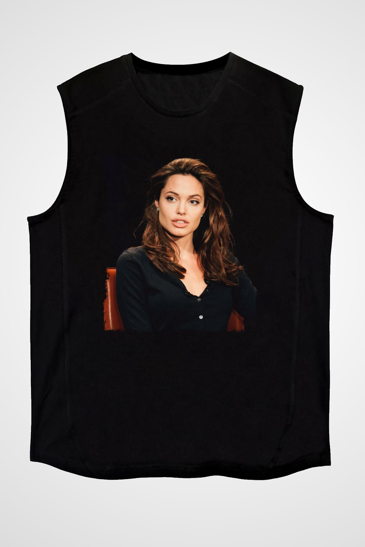 Angelina Jolie Siyah Unisex Kolsuz Tişört