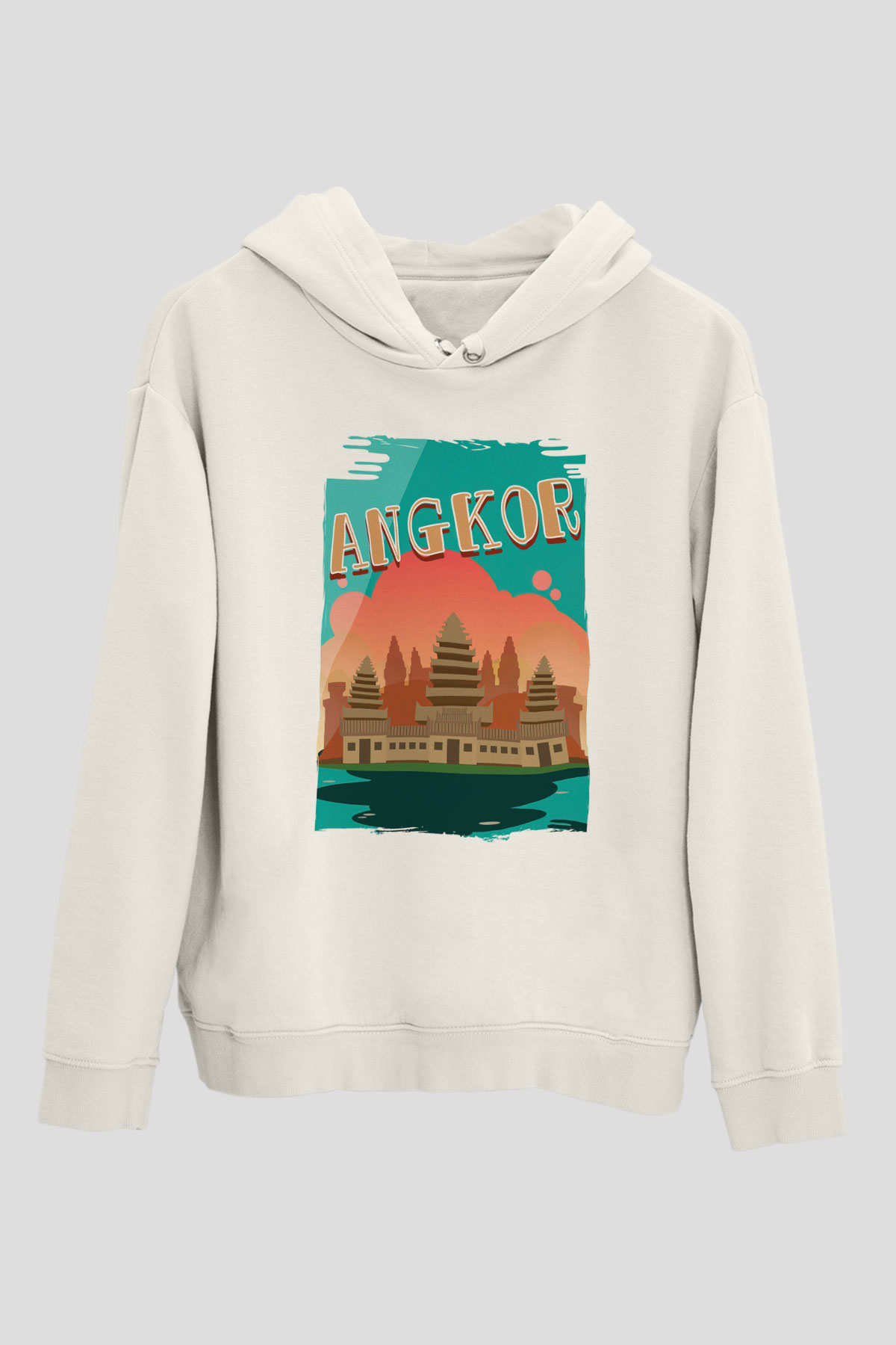 Angkor Vat Beyaz Unisex Hoodie