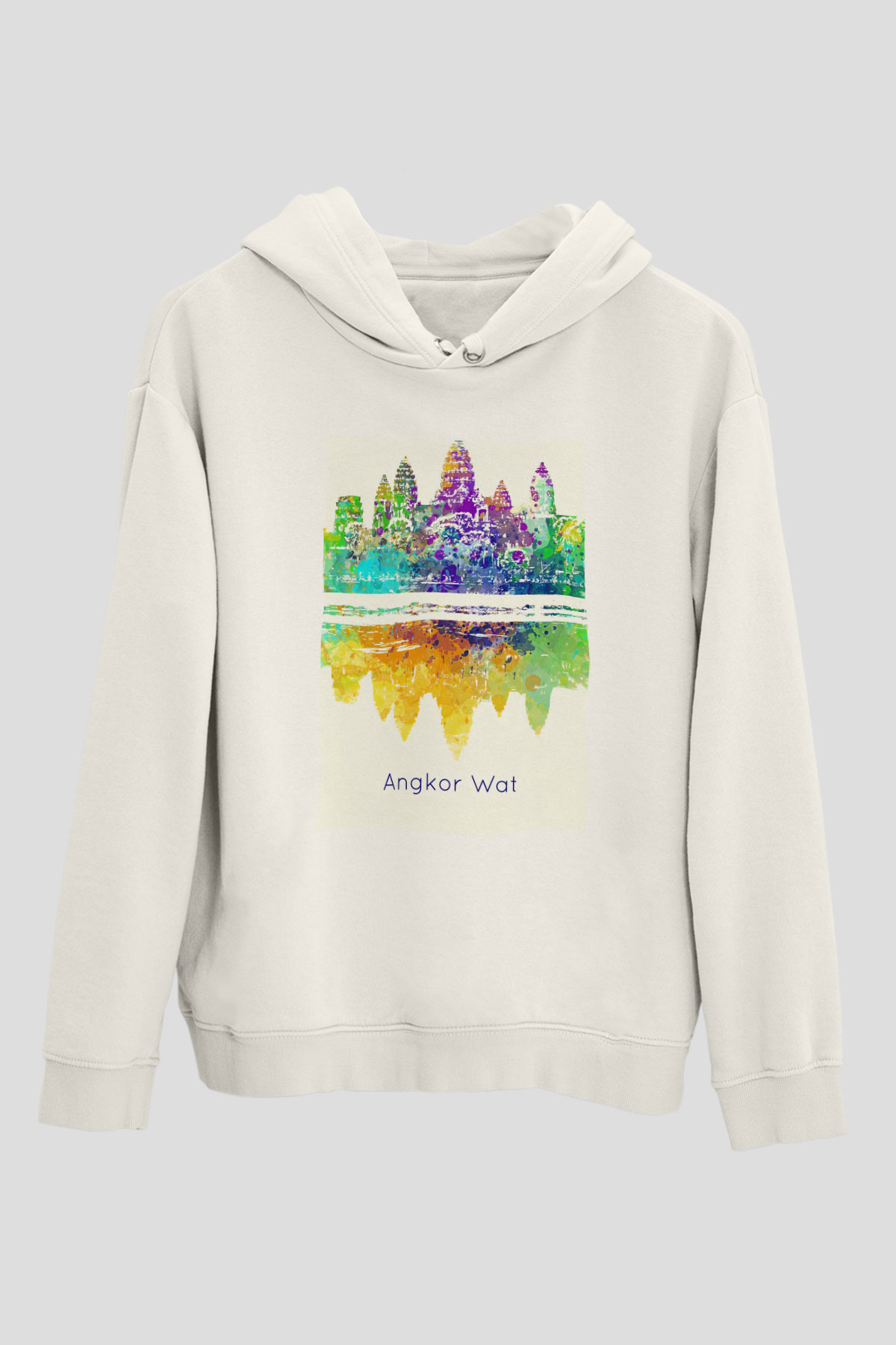 Angkor Vat Beyaz Unisex Hoodie