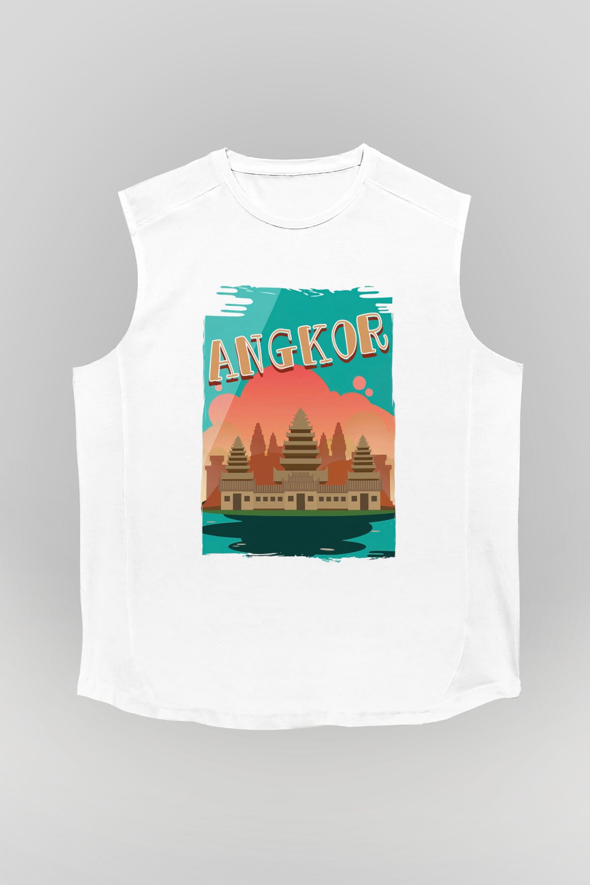 Angkor Vat Beyaz Unisex Kolsuz Tişört