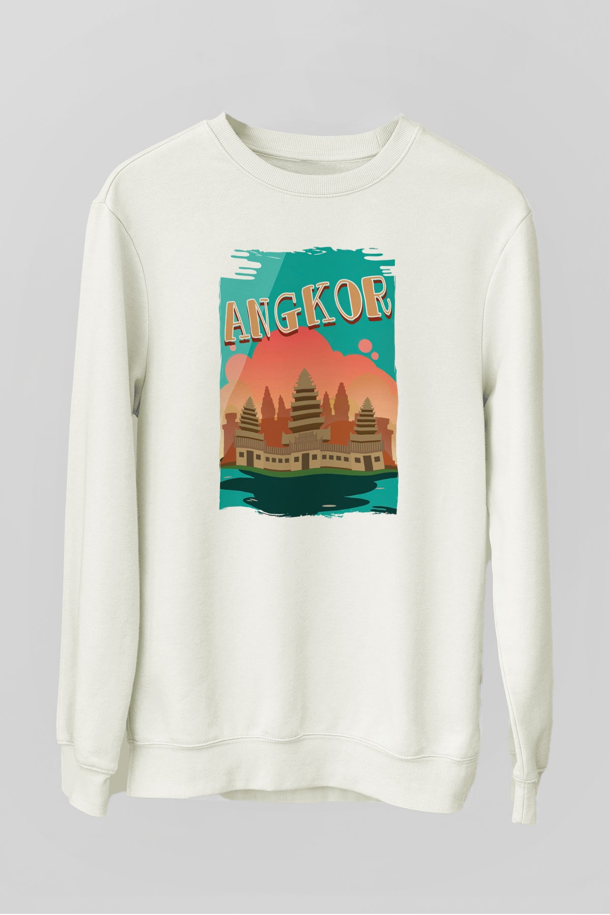 Angkor Vat Beyaz Unisex Sweatshirt