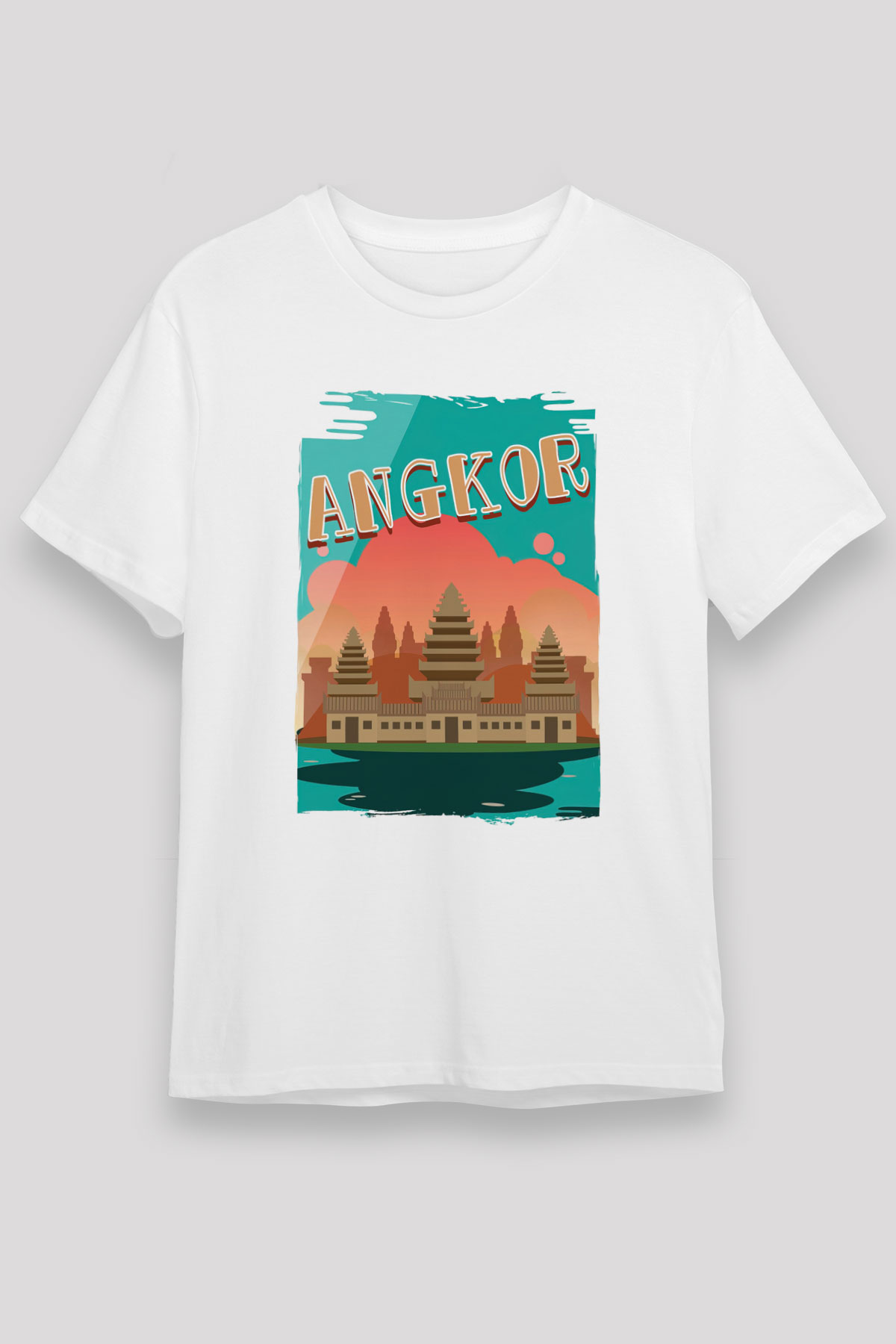 Angkor Vat Beyaz Unisex Tişört T-Shirt - TişörtFabrikası