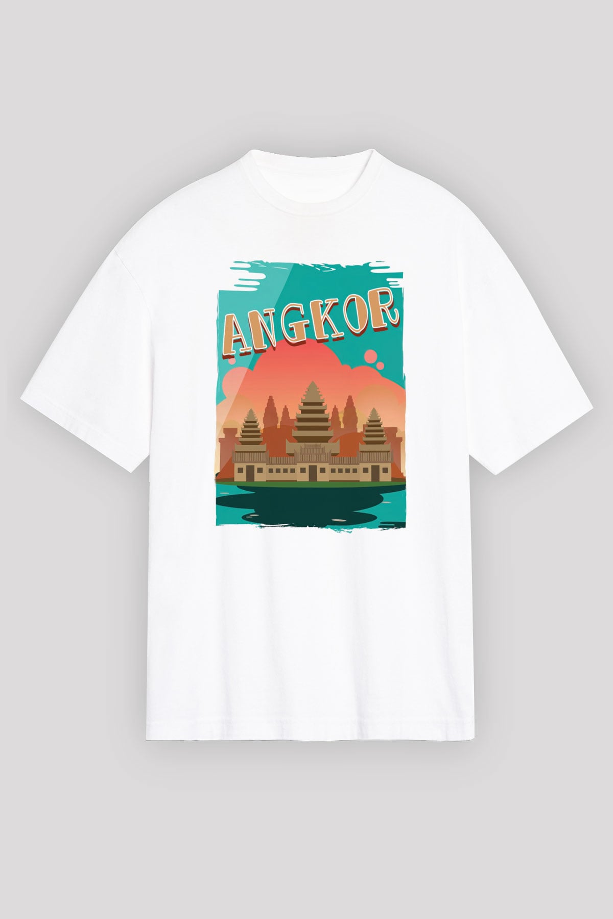 Angkor Vat Beyaz Unisex Tişört T-Shirt - TişörtFabrikası