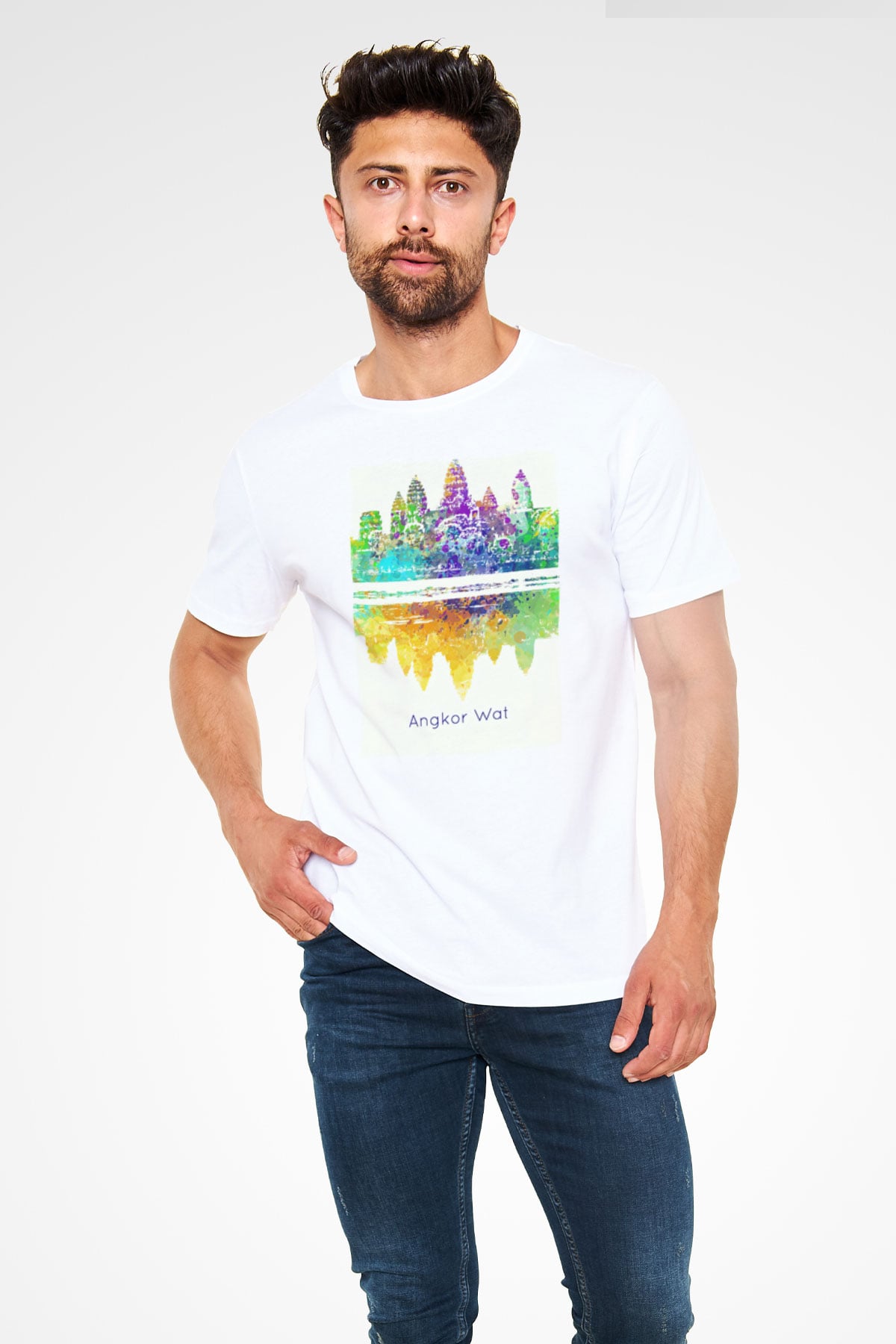 Angkor Vat Beyaz Unisex Tişört T-Shirt - TişörtFabrikası