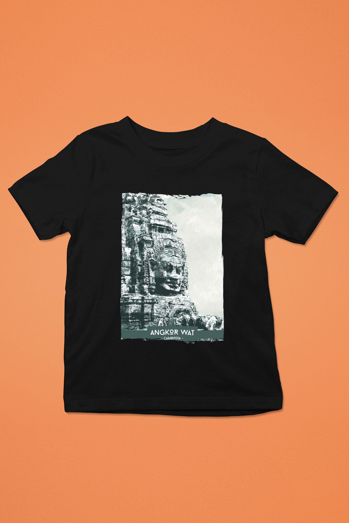 Angkor Vat Siyah Unisex Çocuk Tişört