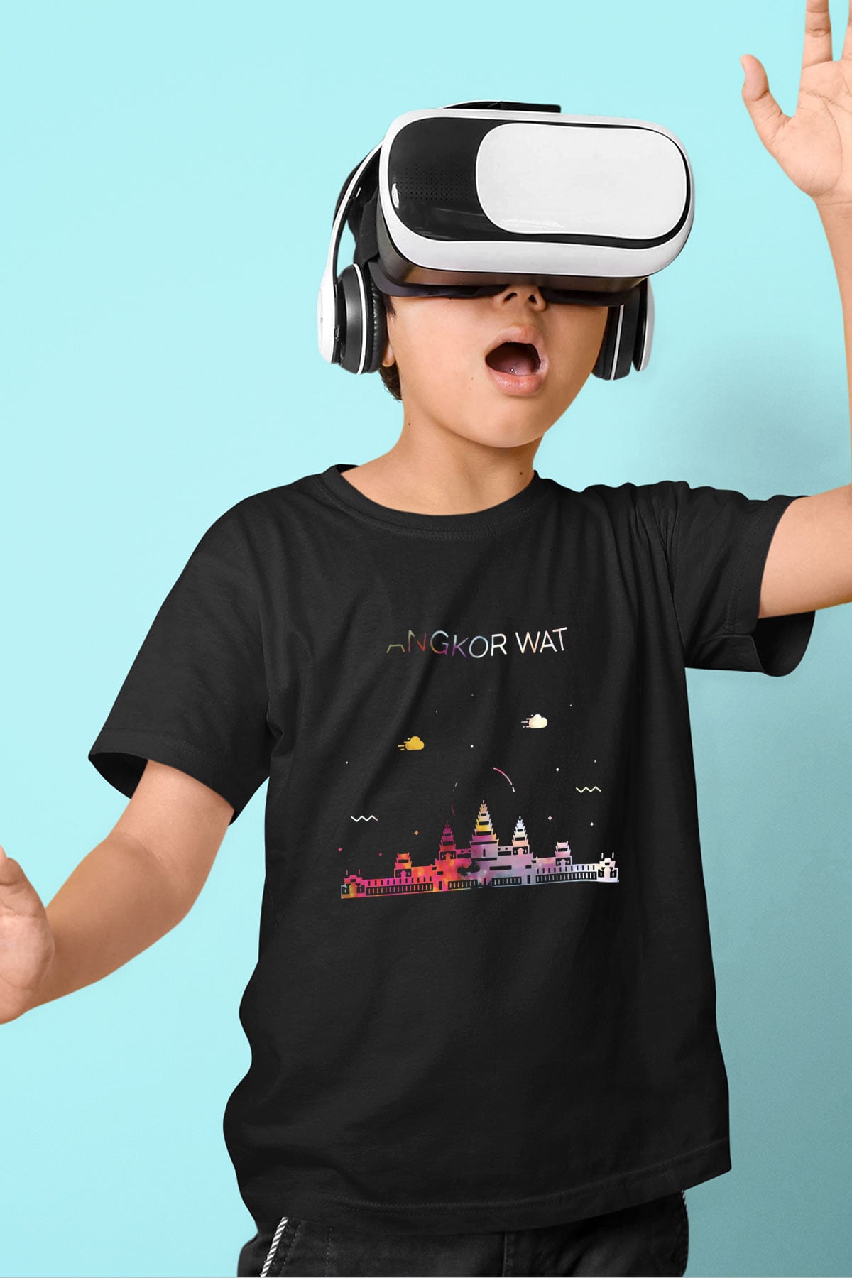 Angkor Vat Siyah Unisex Çocuk Tişört