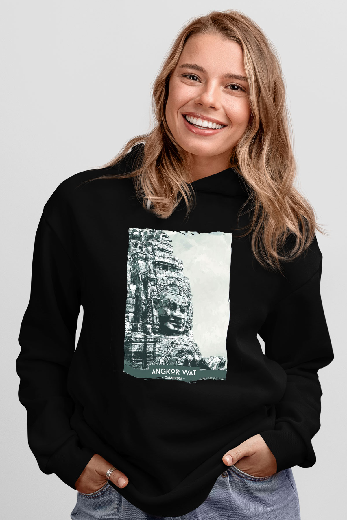 Angkor Vat Siyah Unisex Hoodie