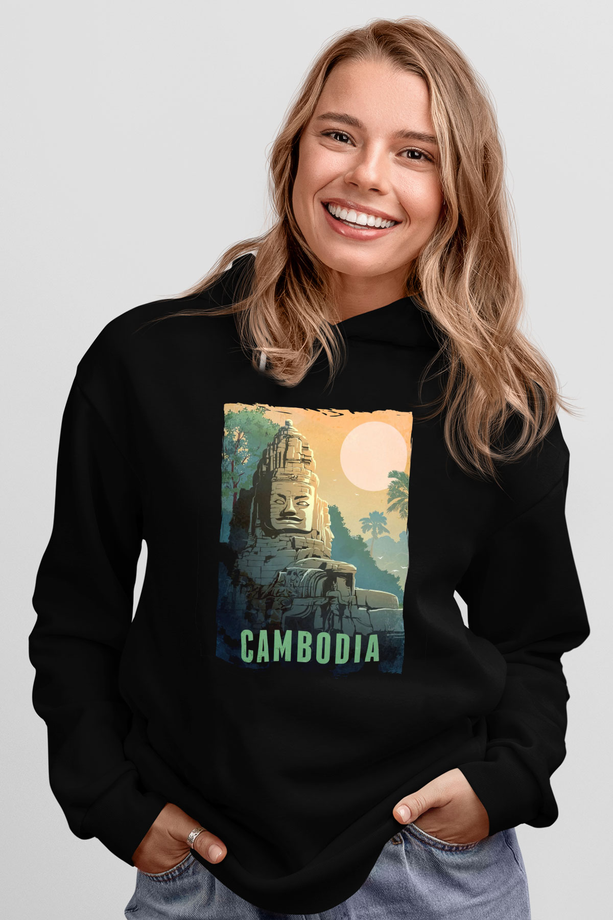 Angkor Vat Siyah Unisex Hoodie