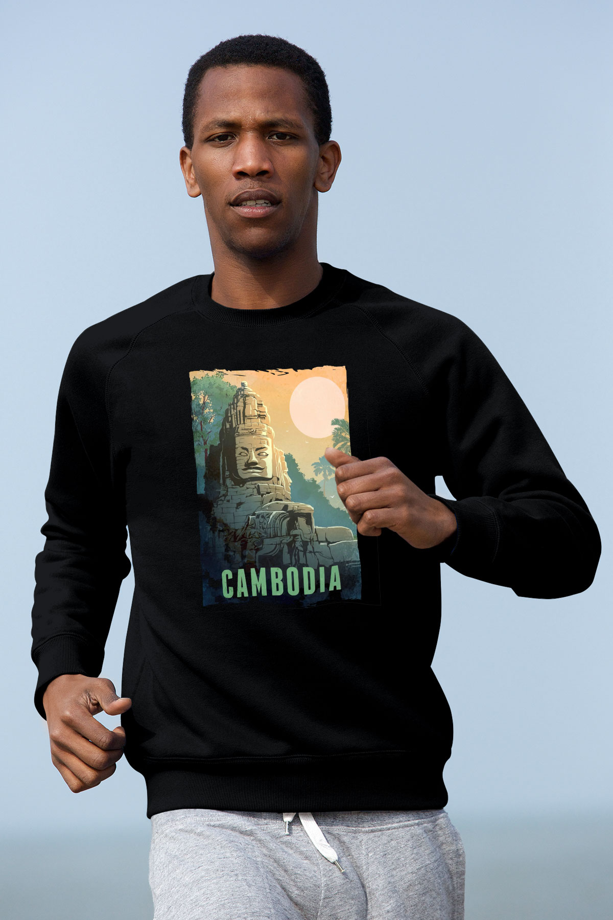 Angkor Vat Siyah Unisex Sweatshirt