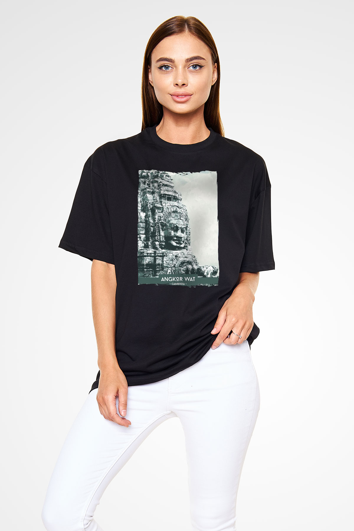 Angkor Vat Siyah Unisex Tişört T-Shirt - TişörtFabrikası