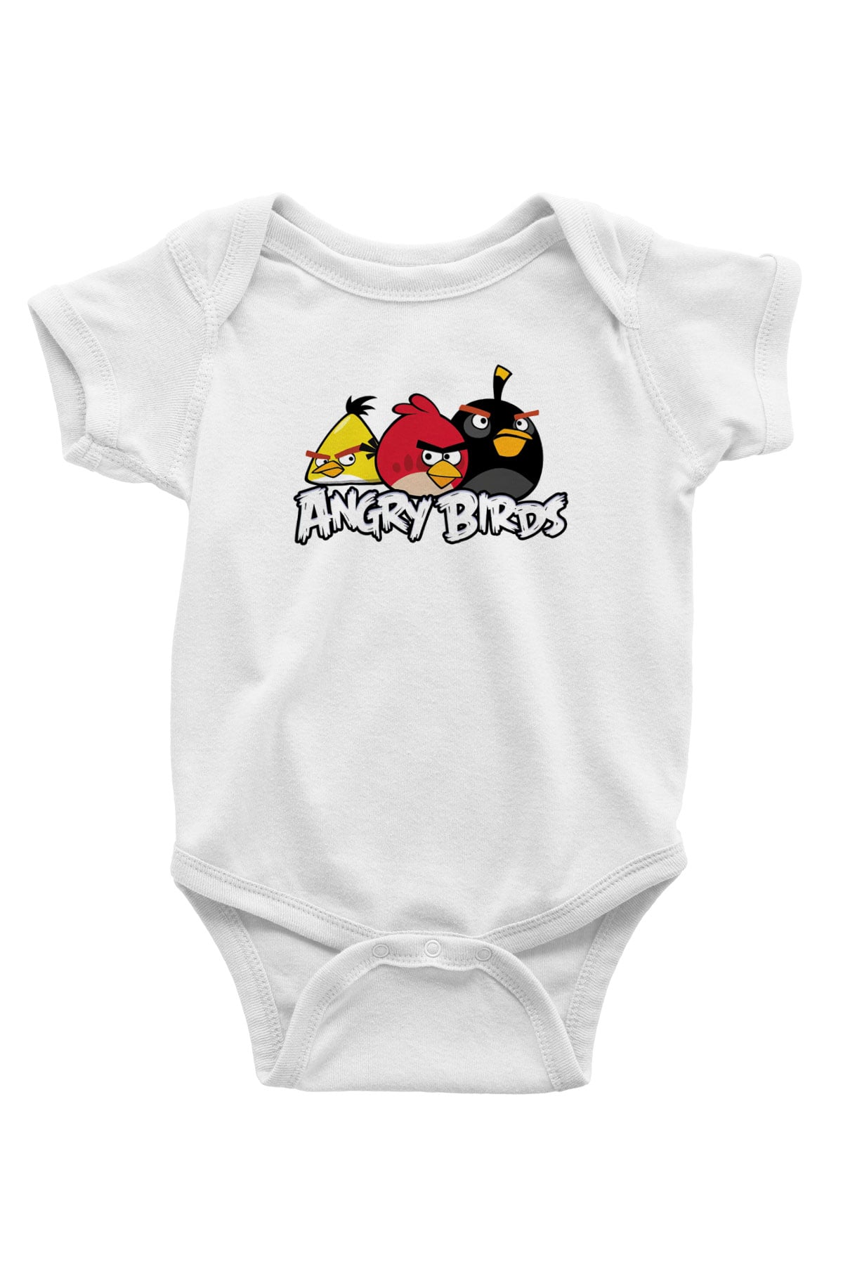 Angry Birds Baskılı Beyaz Unisex Bebek Body - Zıbın