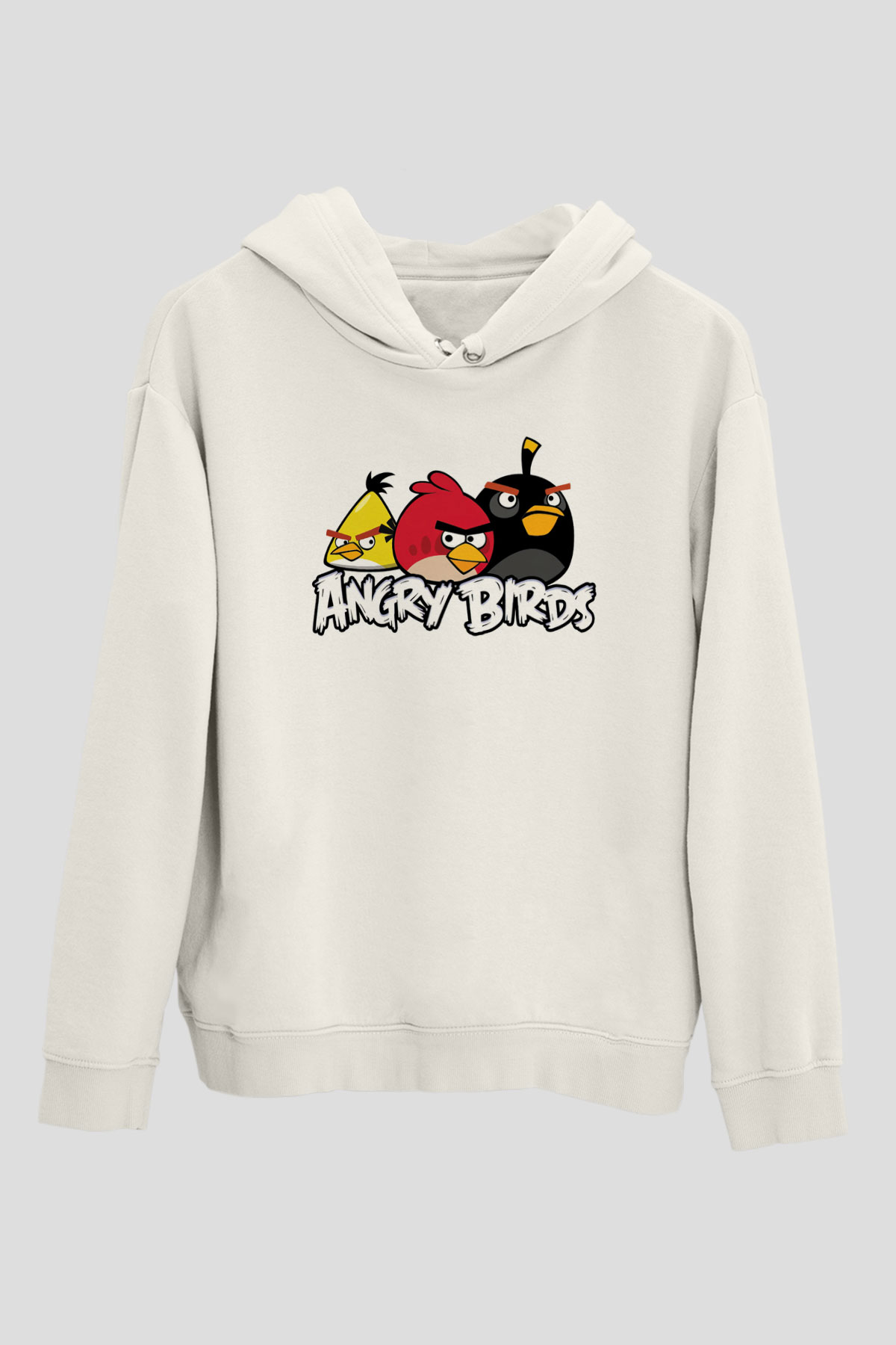 Angry Birds Beyaz Unisex Kapşonlu Sweatshirt
