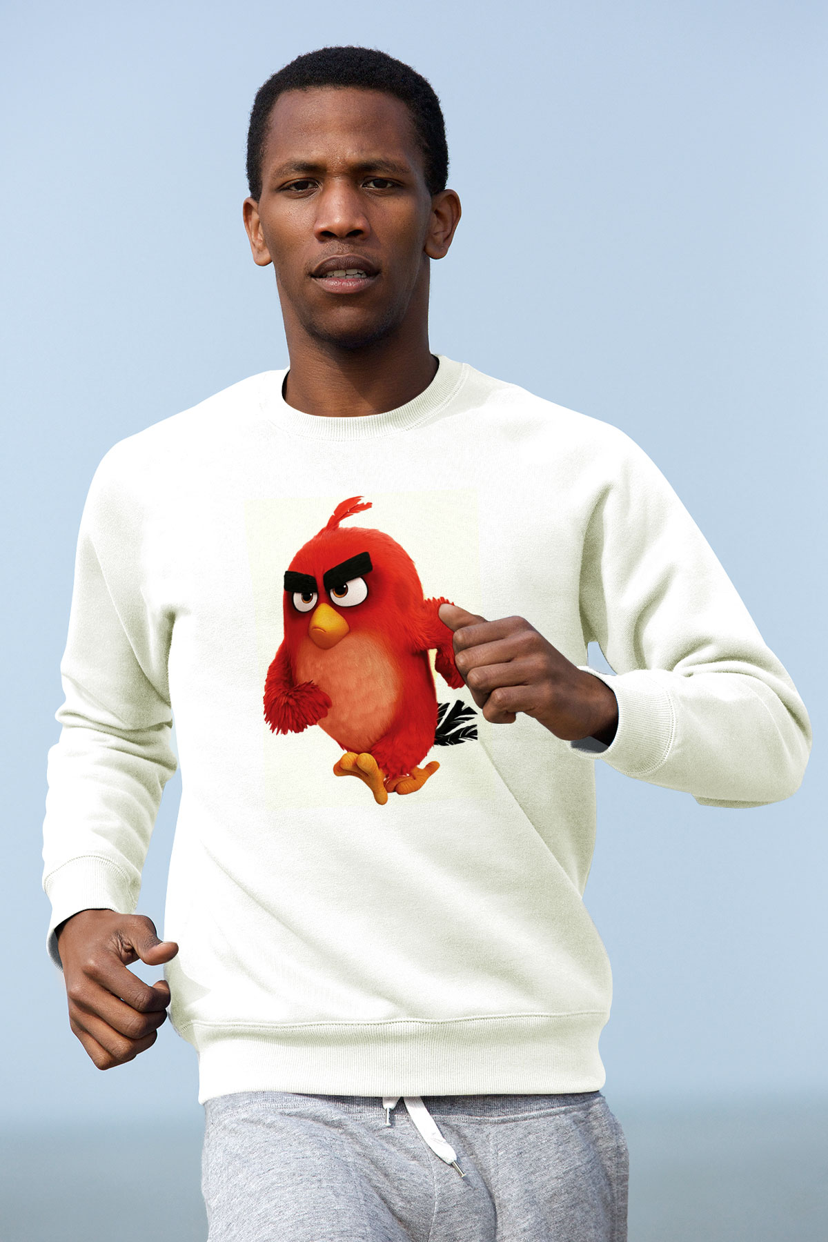 Angry Birds Beyaz Unisex Sweatshirt