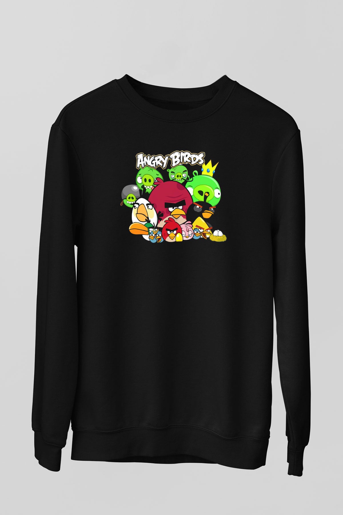 Angry Birds Siyah Unisex Sweatshirt
