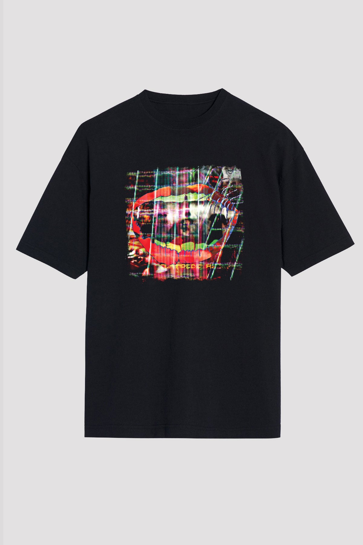 Animal Collective Baskılı Unisex Siyah Oversize Tişört