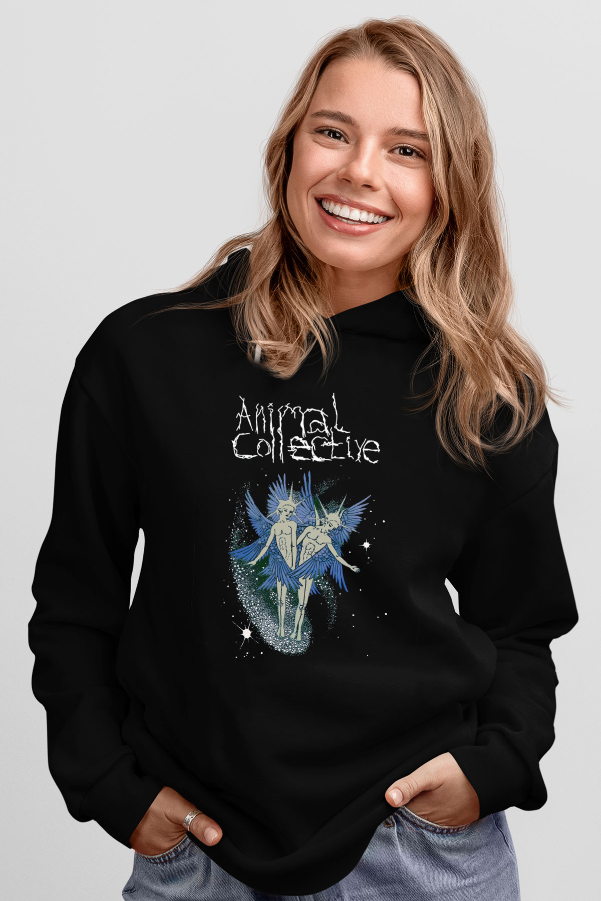 Animal Collective Siyah Unisex Kapüşonlu Sweatshirt