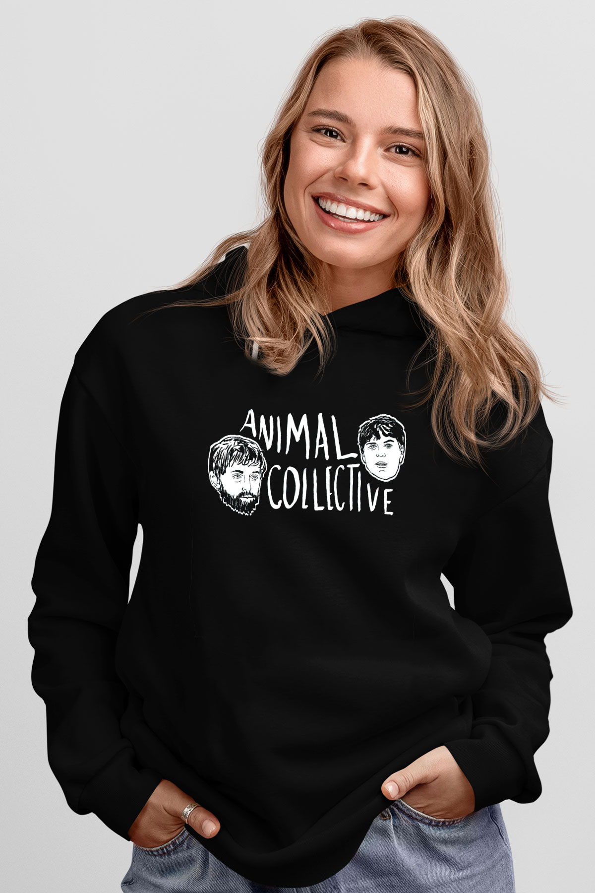 Animal Collective Siyah Unisex Kapüşonlu Sweatshirt