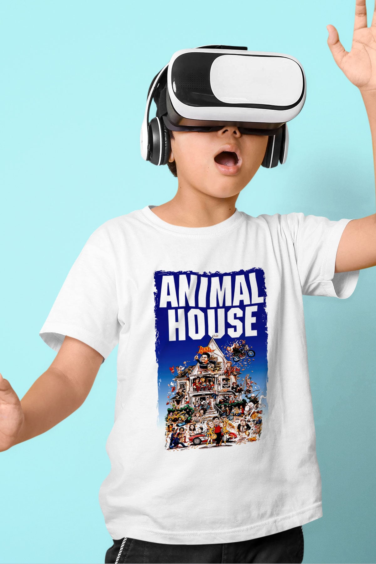 Animal House Beyaz Unisex  Çocuk Tişört