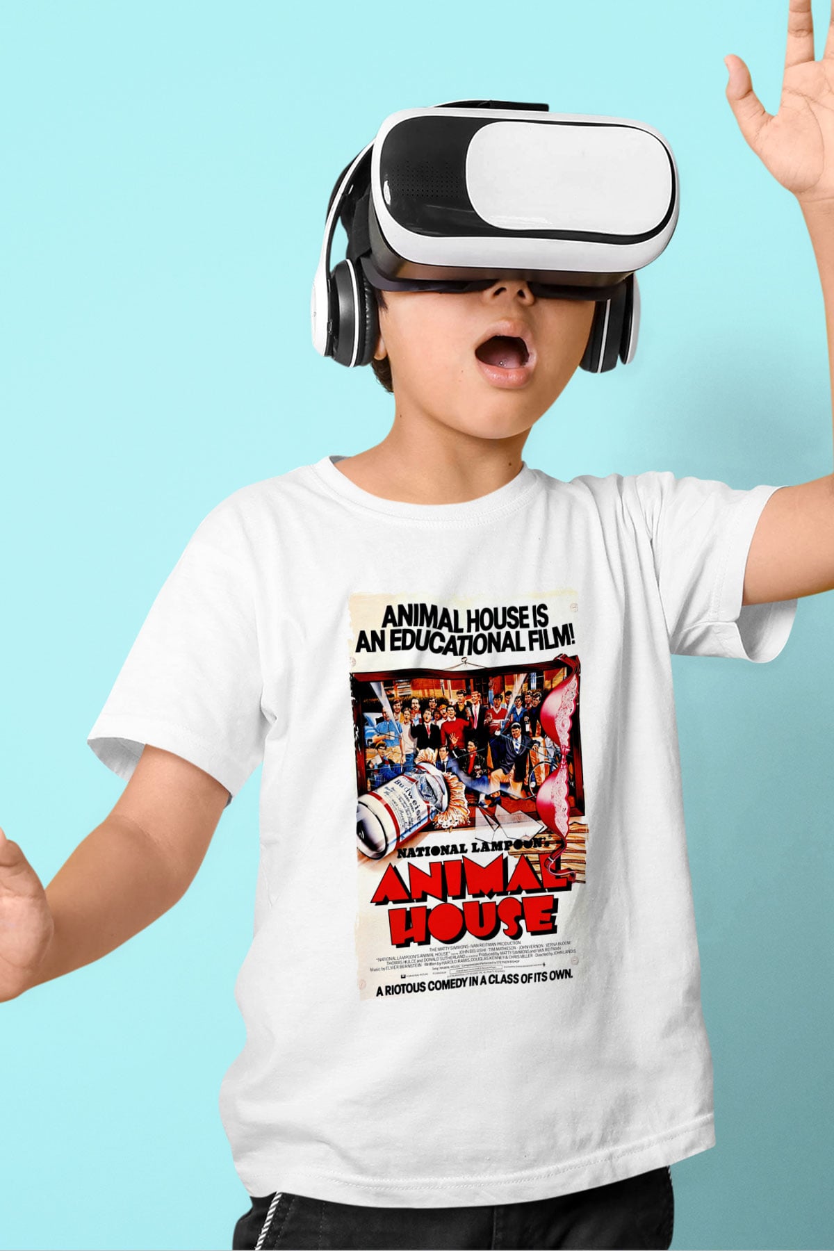 Animal House Beyaz Unisex  Çocuk Tişört