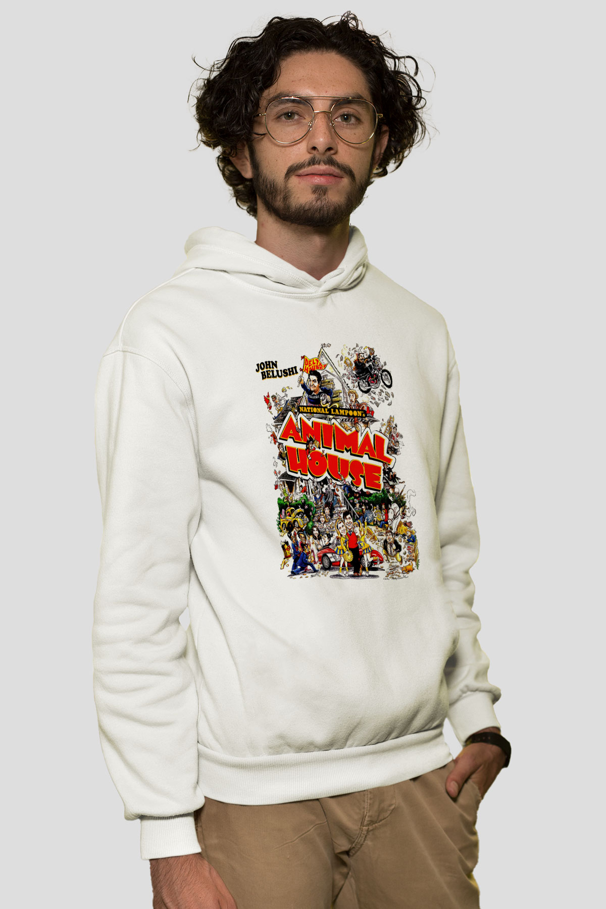 Animal House Beyaz Unisex Hoodie