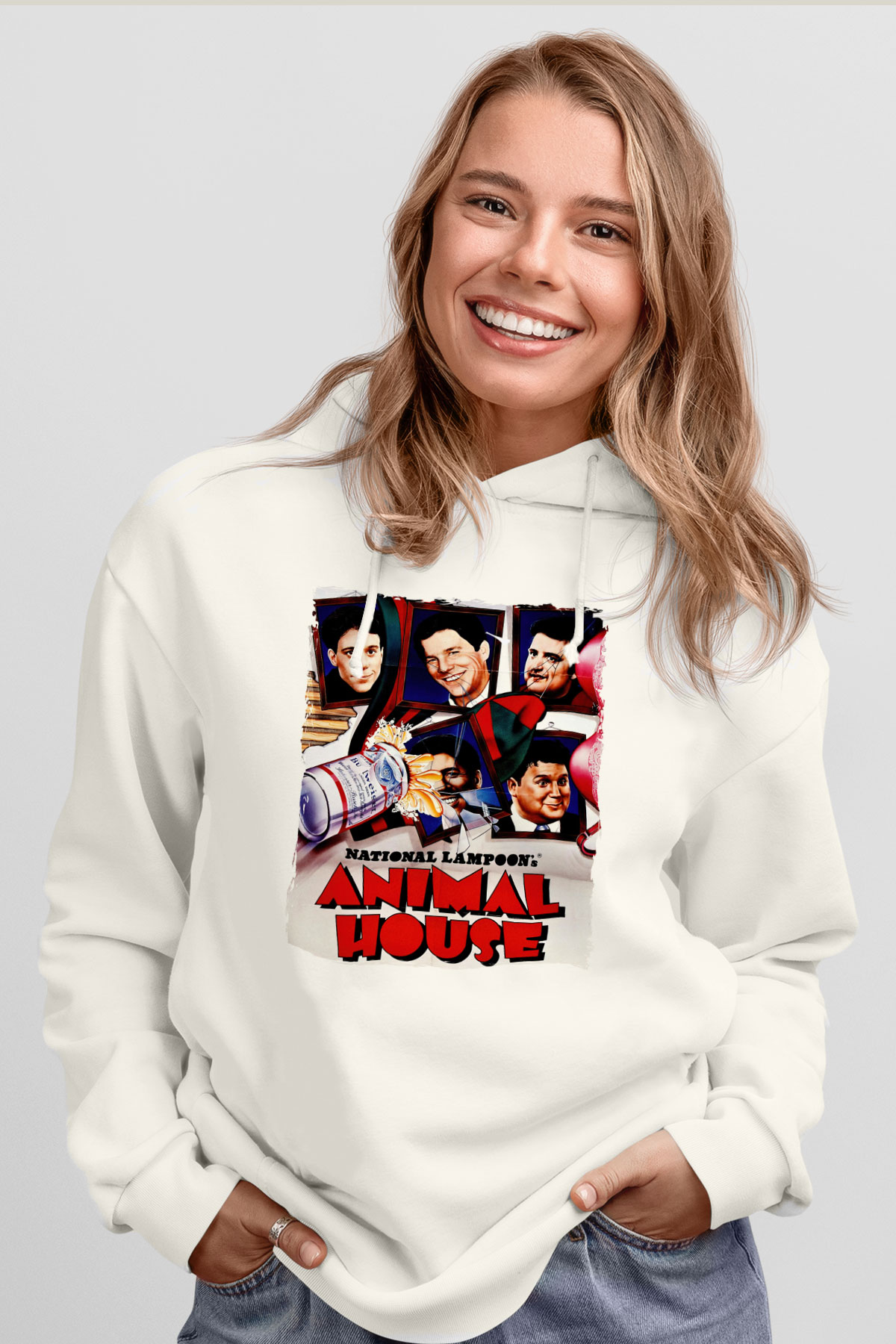 Animal House Beyaz Unisex Hoodie