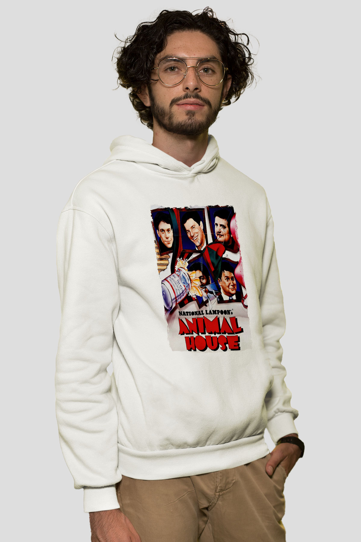 Animal House Beyaz Unisex Hoodie