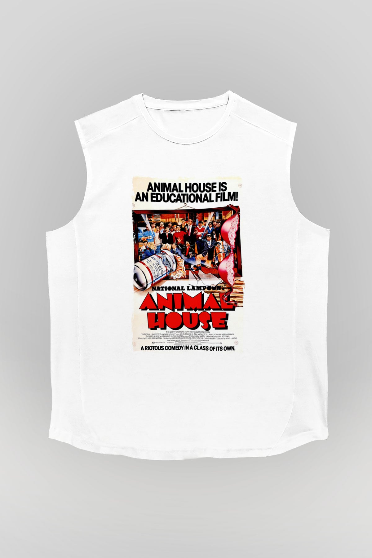 Animal House Beyaz Unisex  Kolsuz Tişört