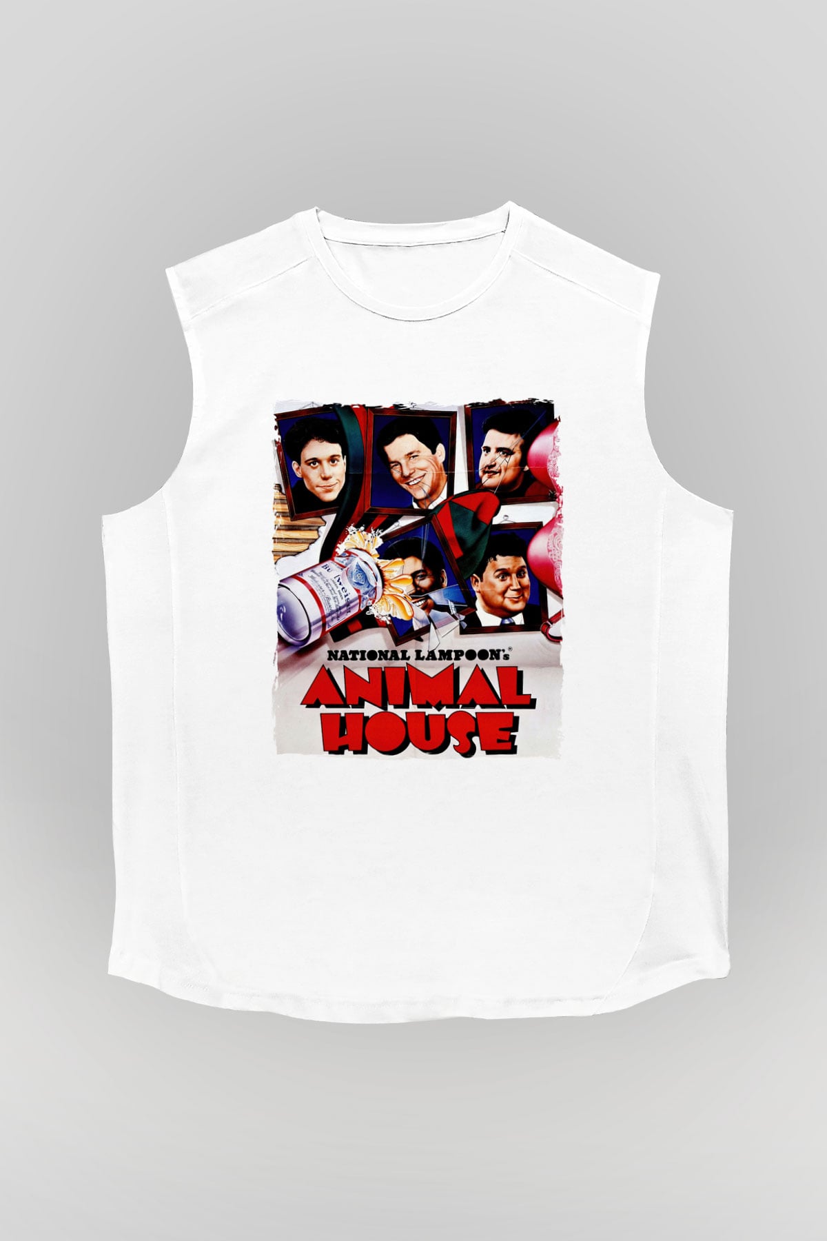Animal House Beyaz Unisex  Kolsuz Tişört