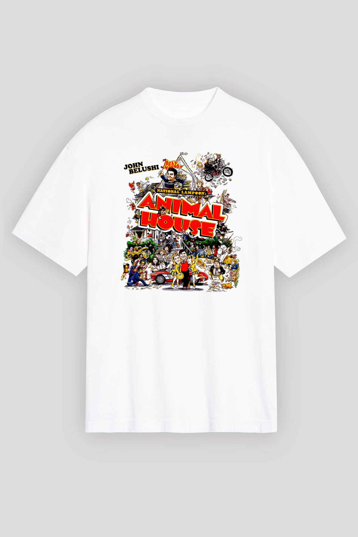 Animal House Beyaz Oversize Tişört