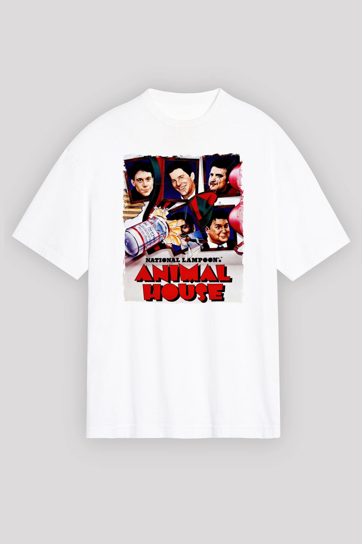 Animal House Beyaz Oversize Tişört
