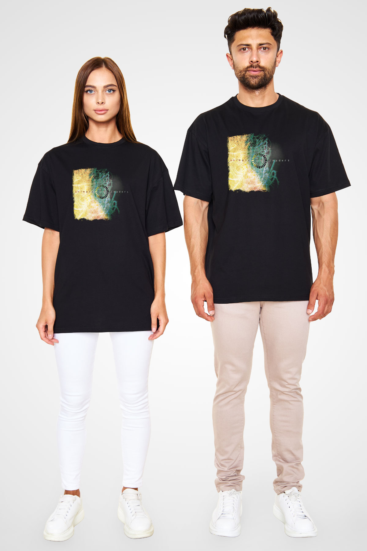 Animals as Leaders Baskılı Unisex Siyah Oversize Tişört