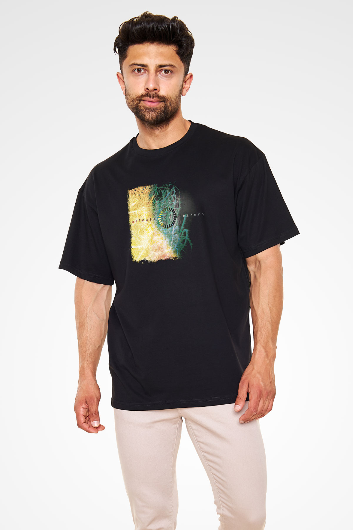 Animals as Leaders Baskılı Unisex Siyah Oversize Tişört