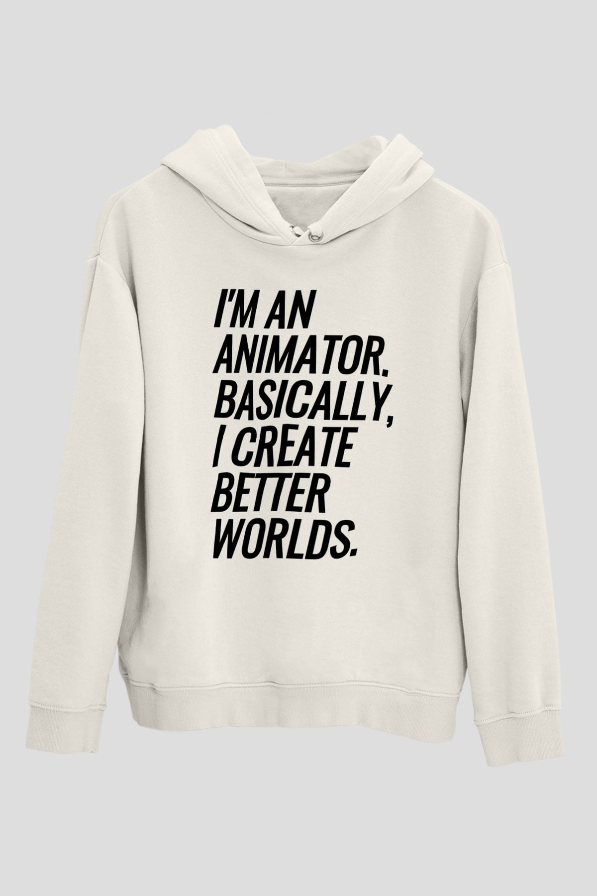 Animatör Beyaz Unisex Kapüşonlu Sweatshirt