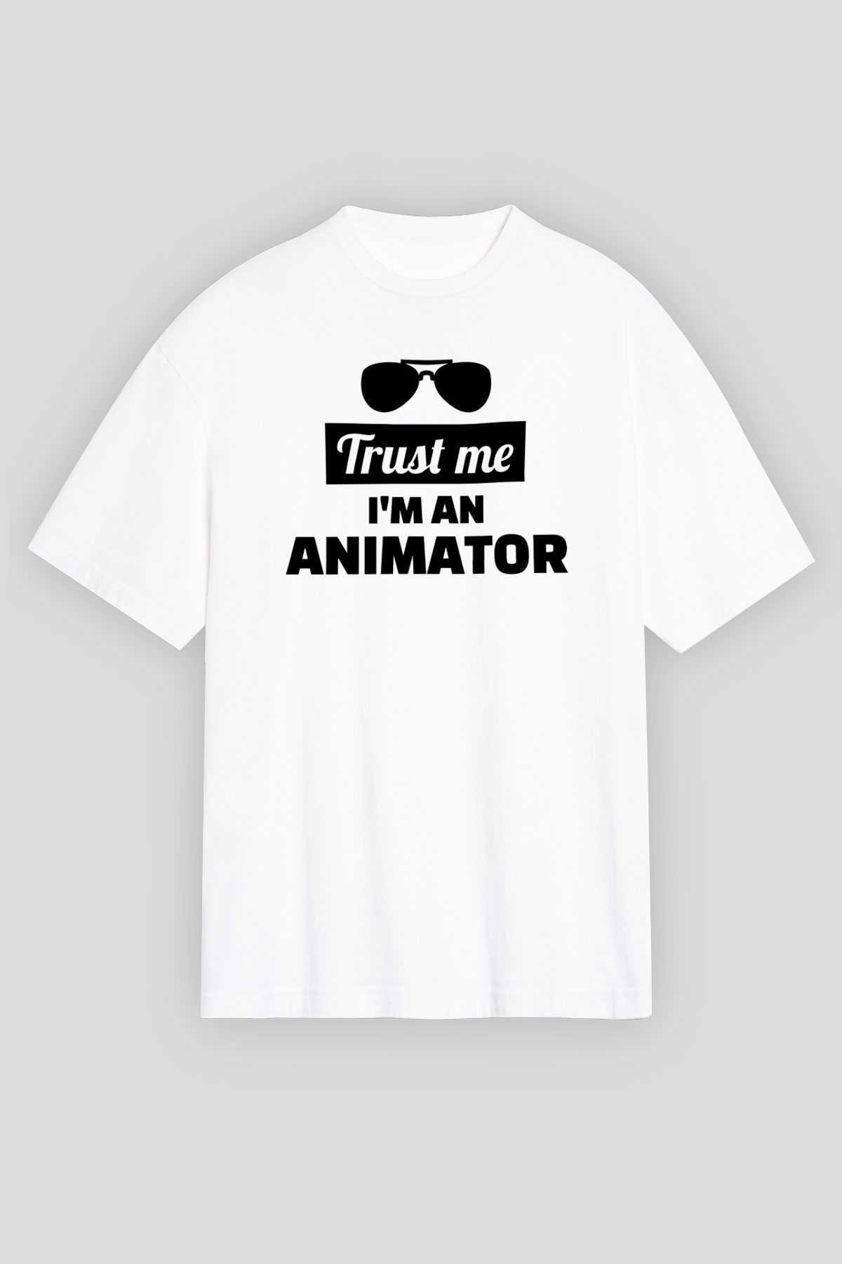 Animatör Beyaz Oversize Tişört Oversize T-shirt - TişörtFabrikası