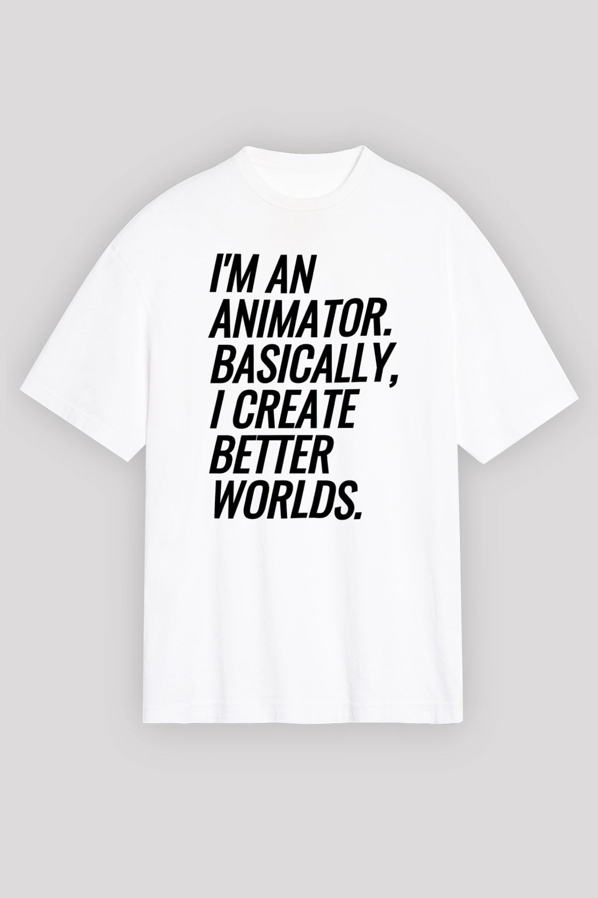 Animatör Beyaz Oversize Tişört Oversize T-shirt - TişörtFabrikası